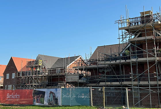 A photograph of the houses being built at Eastbrook Village