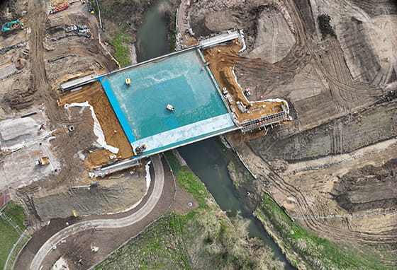 An image of the construction progress of the Bridge