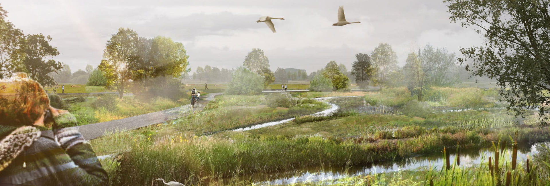 An exterior CGI of green space which will be at Eastbrook Village